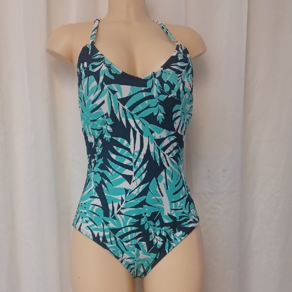 CONA SOL SIZE M Tropical Leaf Print One-Piece Swimsuit